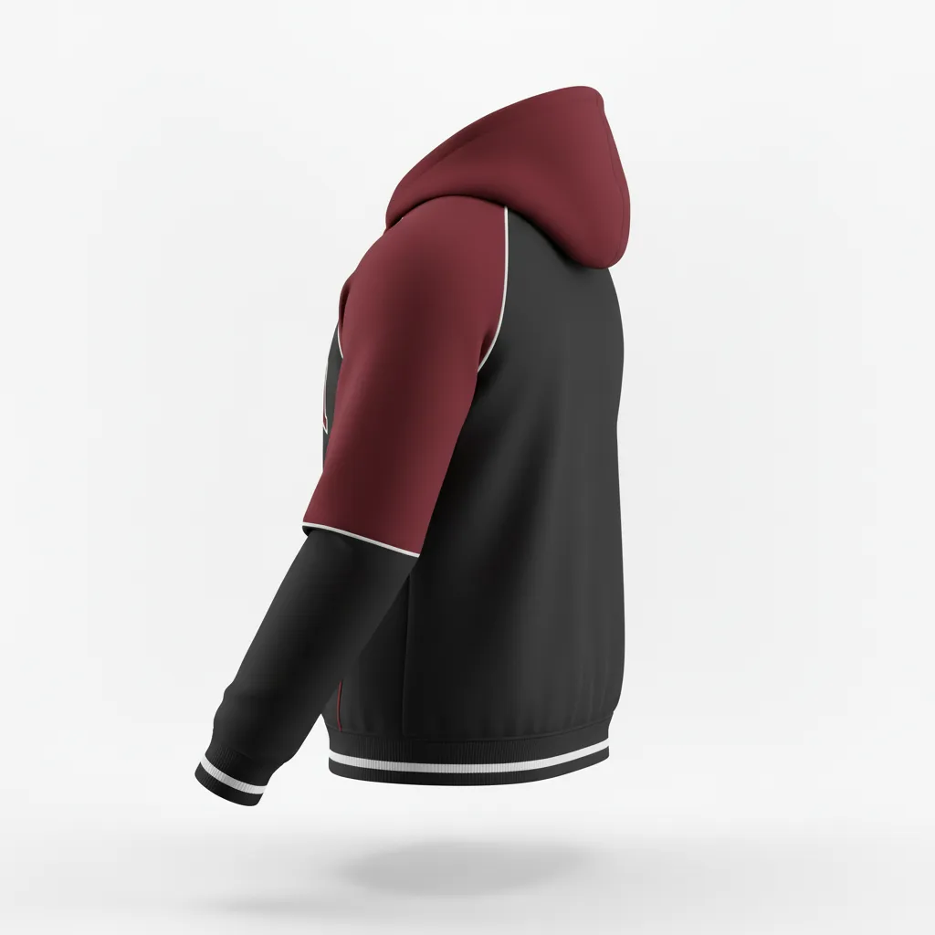 Custom Softball Pullover Hoodie - Custom Design - Pulloverhoodie Blackredwhite - Back View - Kinexa Sportswear