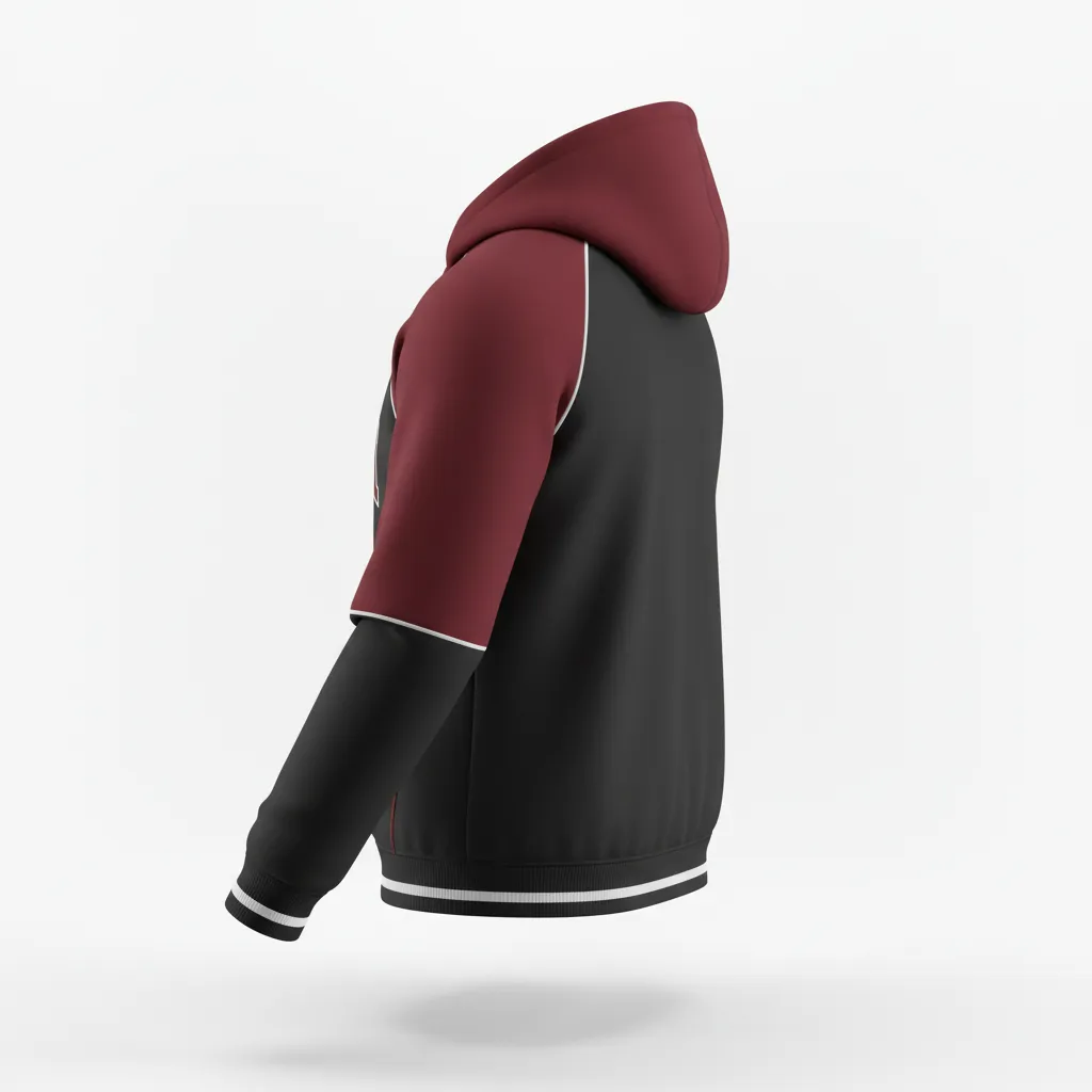 Custom Softball Pullover Hoodie - Custom Design - Pulloverhoodie Blackredwhite - Side View - Kinexa Sportswear