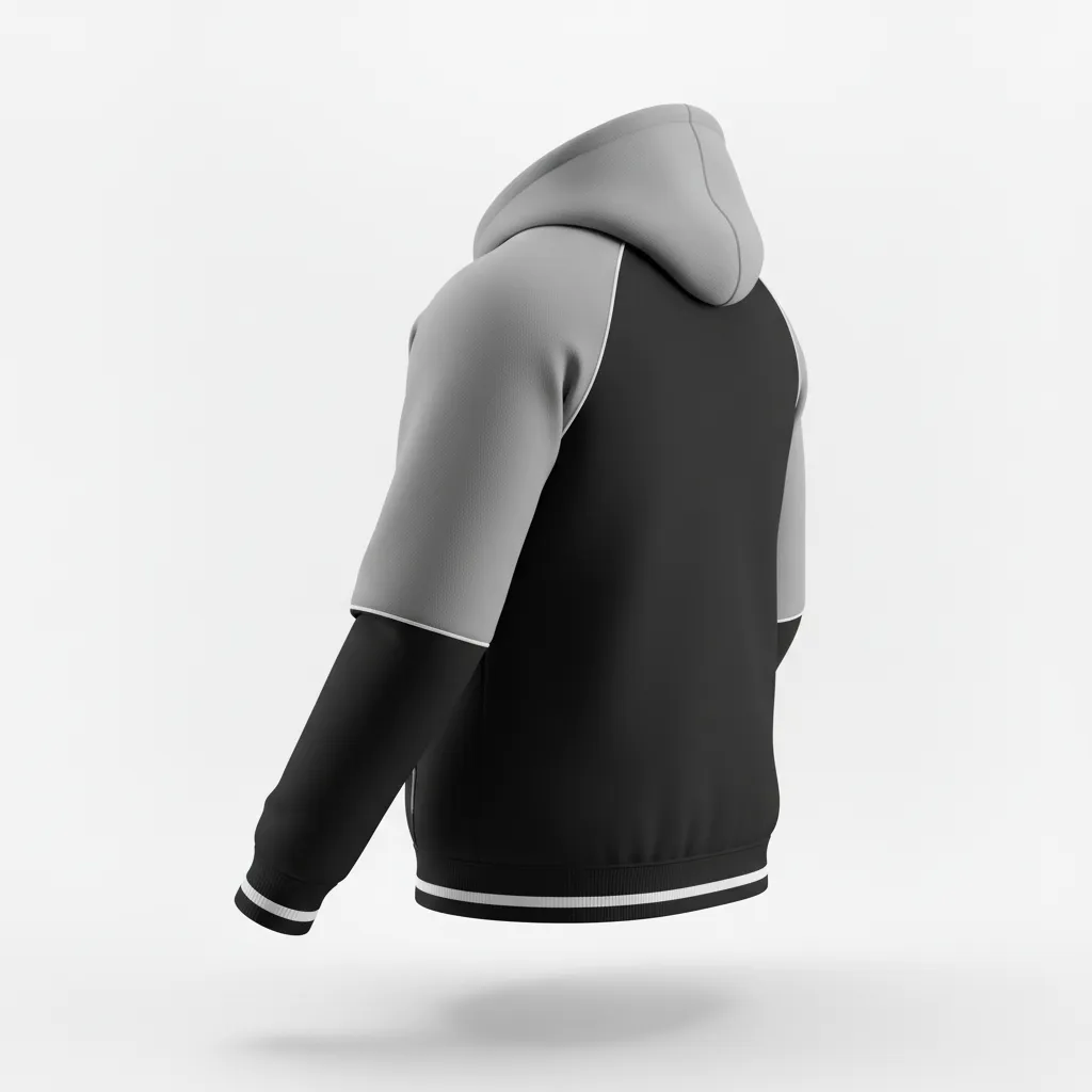 Custom Softball Pullover Hoodie - Custom Design - Pulloverhoodie Blacksilverwhite - Back View - Kinexa Sportswear