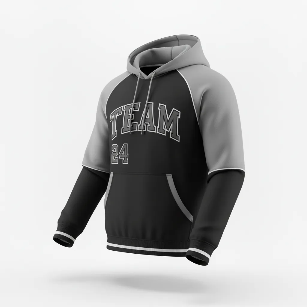 Custom Softball Pullover Hoodie - Custom Design - Pulloverhoodie Blacksilverwhite - Front View - Kinexa Sportswear