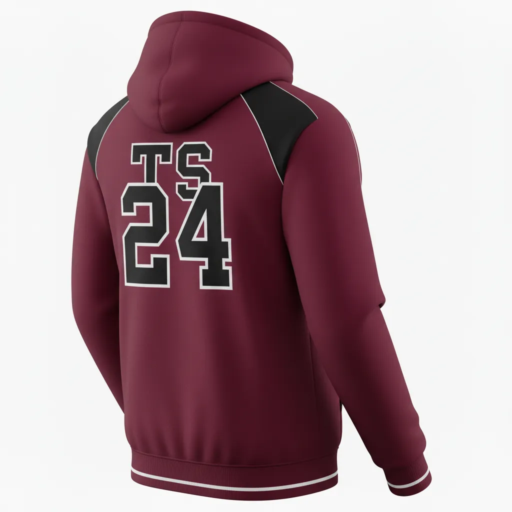 Custom Softball Pullover Hoodie - Custom Design - Pulloverhoodie Cardinalblackwhite - Back View - Kinexa Sportswear