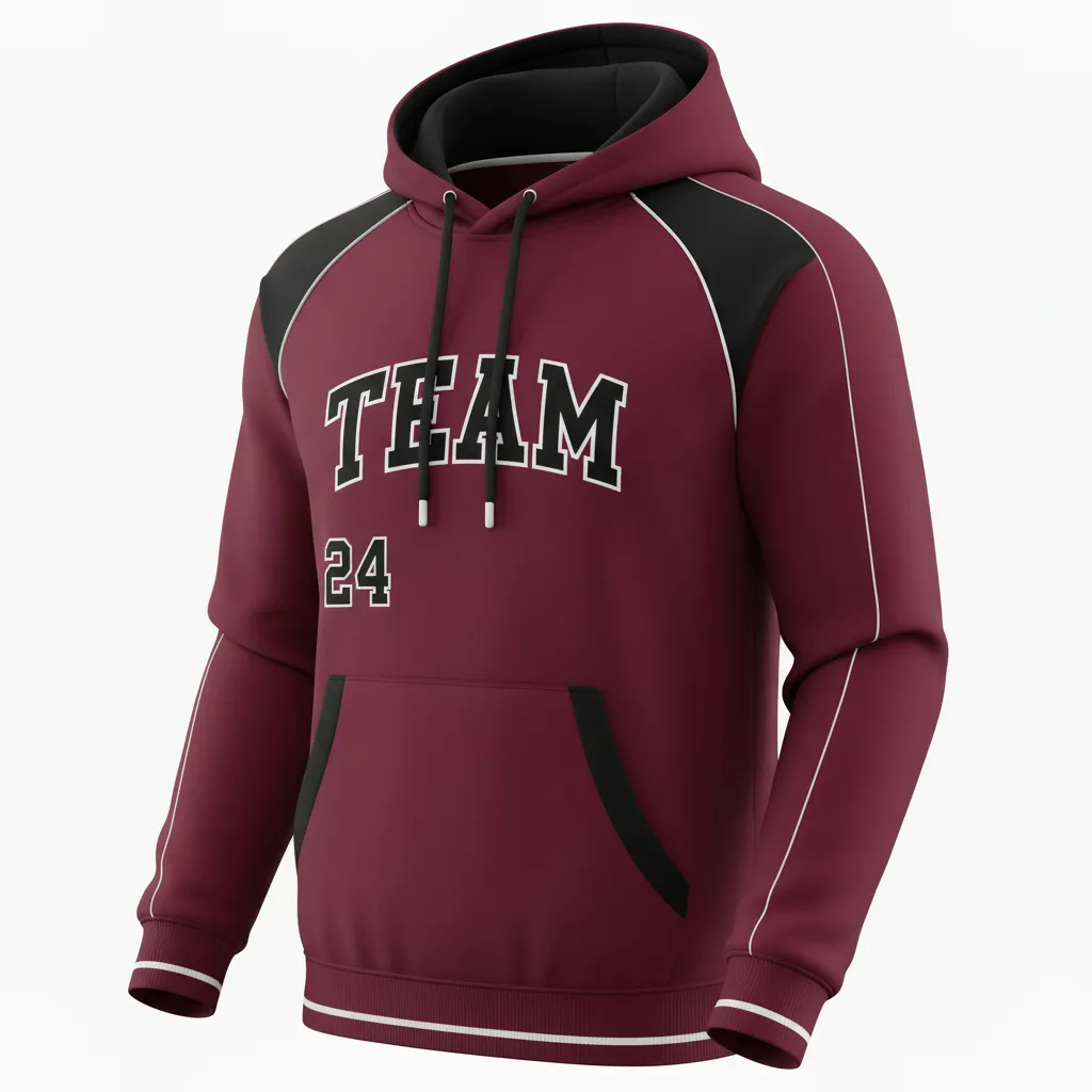 Custom Softball Pullover Hoodie - Custom Design - Pulloverhoodie Cardinalblackwhite - Front View - Kinexa Sportswear