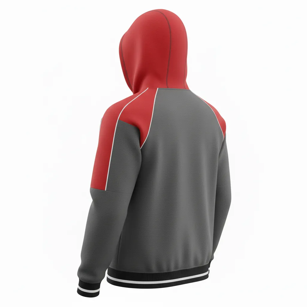 Custom Softball Pullover Hoodie - Custom Design - Pulloverhoodie Charcoalredwhite - Back View - Kinexa Sportswear