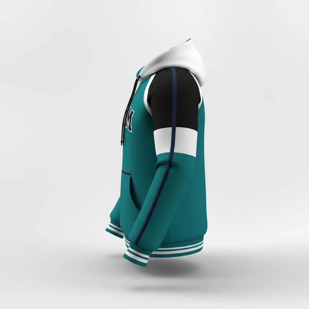 Custom Softball Pullover Hoodie - Custom Design - Pulloverhoodie Columbiablackwhite - Side View - Kinexa Sportswear