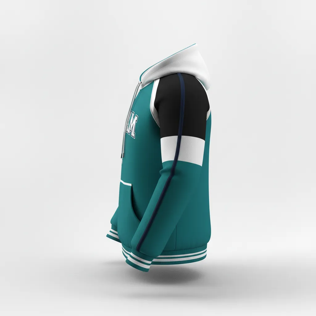 Custom Softball Pullover Hoodie - Custom Design - Pulloverhoodie Columbiawhitenavy - Side View - Kinexa Sportswear