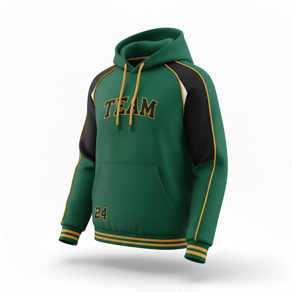 Custom Softball Pullover Hoodie - Custom Design - Pulloverhoodie Forestblackgold - Front View - Kinexa Sportswear