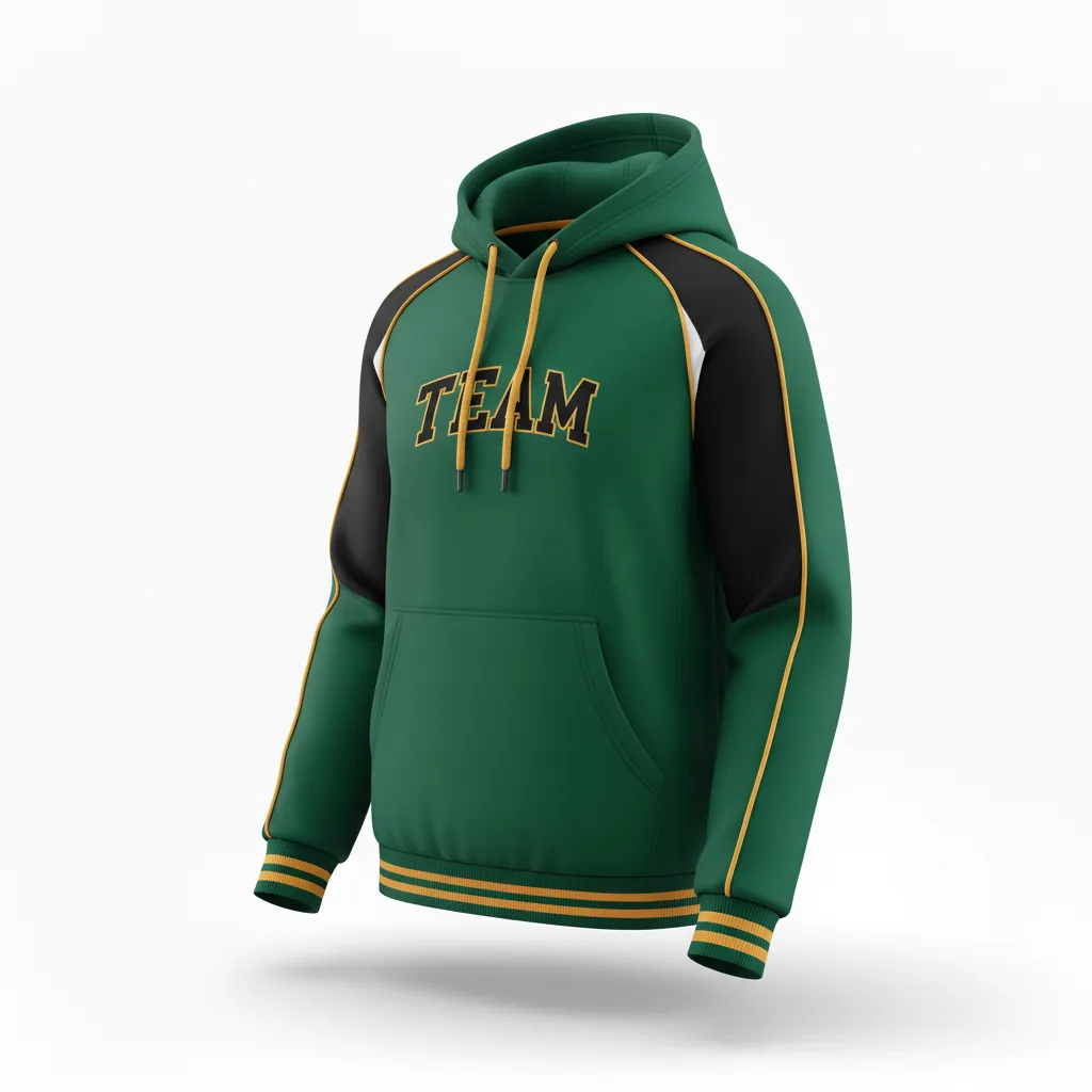 Custom Softball Pullover Hoodie - Custom Design - Pulloverhoodie Forestblackgold - Side View - Kinexa Sportswear