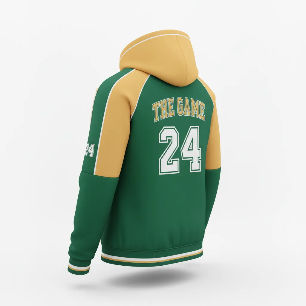 Custom Softball Pullover Hoodie - Custom Design - Pulloverhoodie Forestgoldwhite - Back View - Kinexa Sportswear