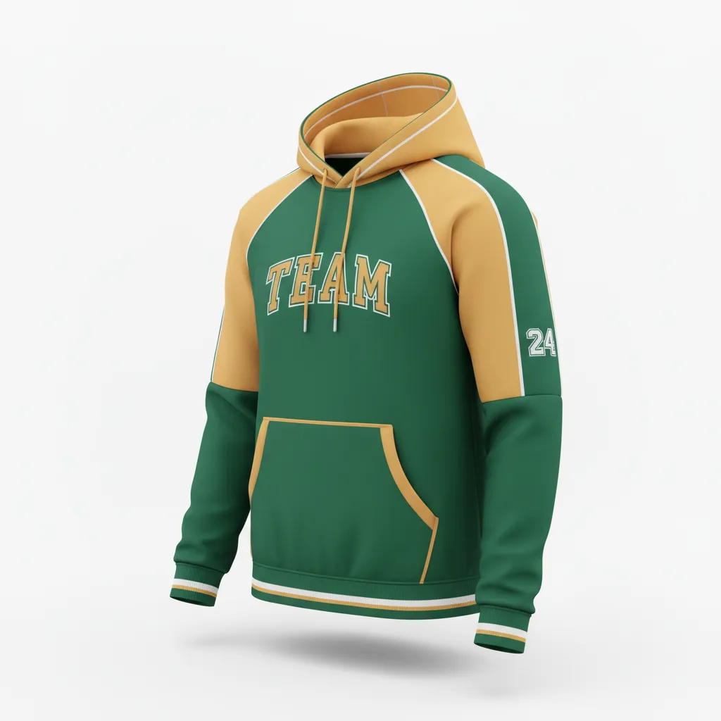 Custom Softball Pullover Hoodie - Custom Design - Pulloverhoodie Forestgoldwhite - Front View - Kinexa Sportswear