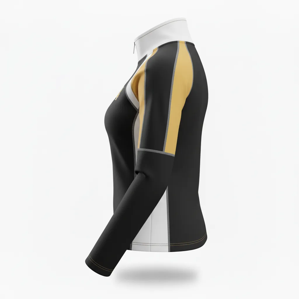 Custom Softball Quarter Zipper Pullover - Custom Design - Quarterzip Blackgoldwhite - Side View - Kinexa Sportswear