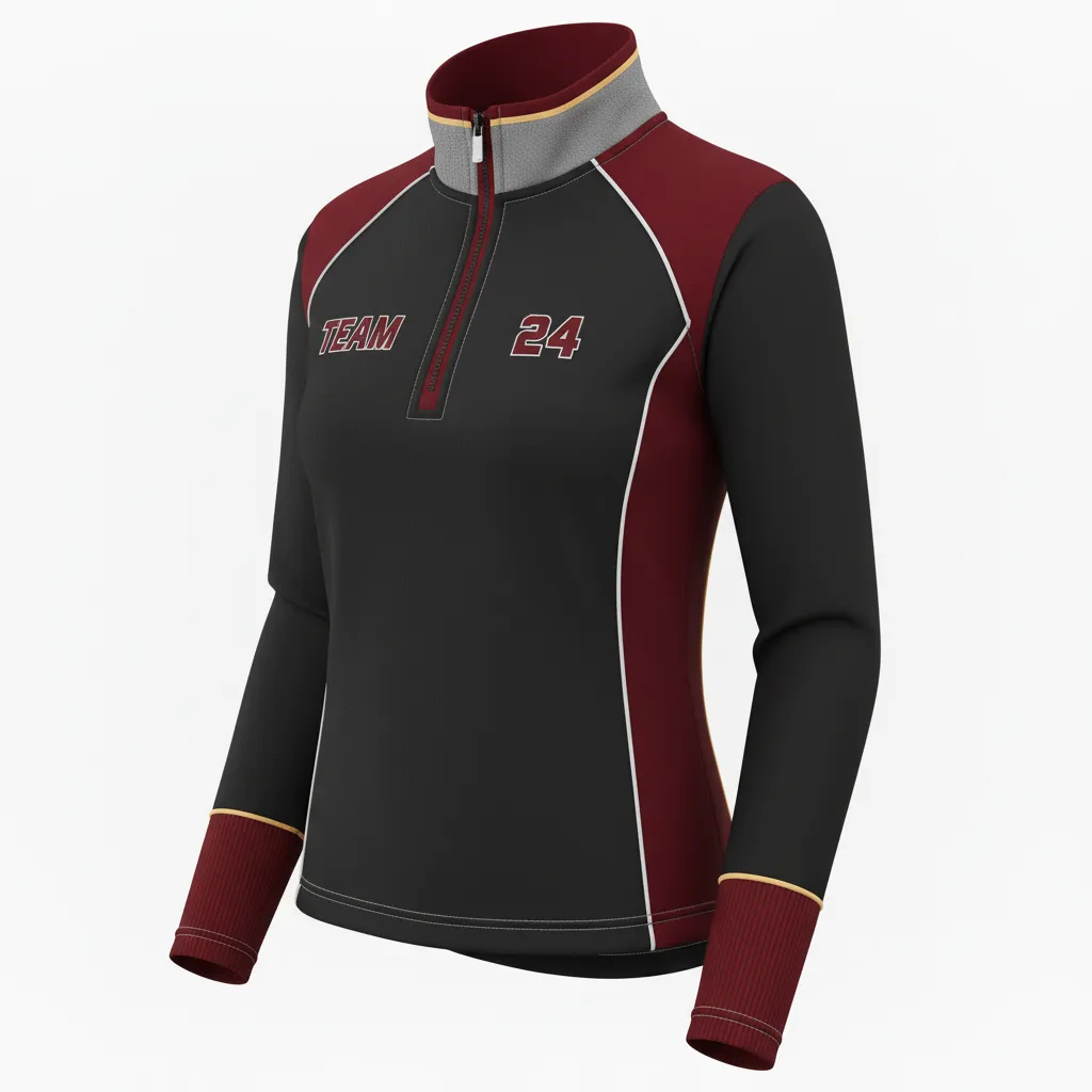 Custom Softball Quarter Zipper Pullover - Custom Design - Quarterzip Blackredwhite - Front View - Kinexa Sportswear