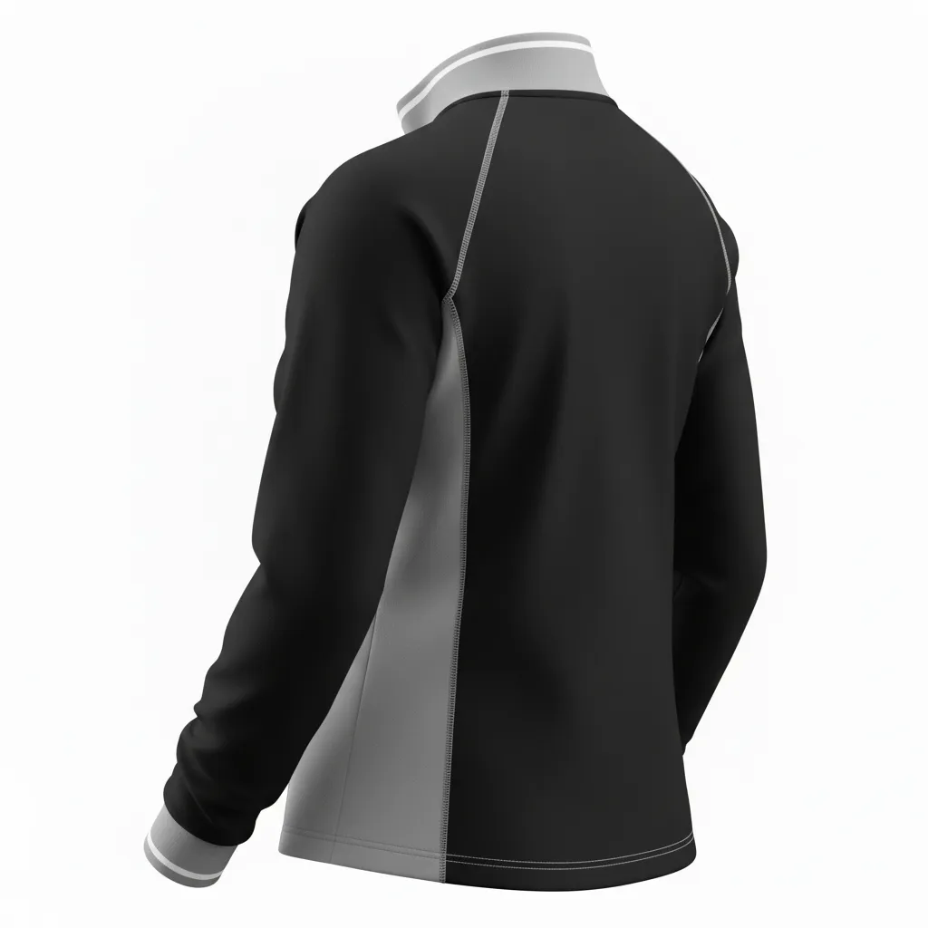 Custom Softball Quarter Zipper Pullover - Custom Design - Quarterzip Blacksilverwhite - Back View - Kinexa Sportswear
