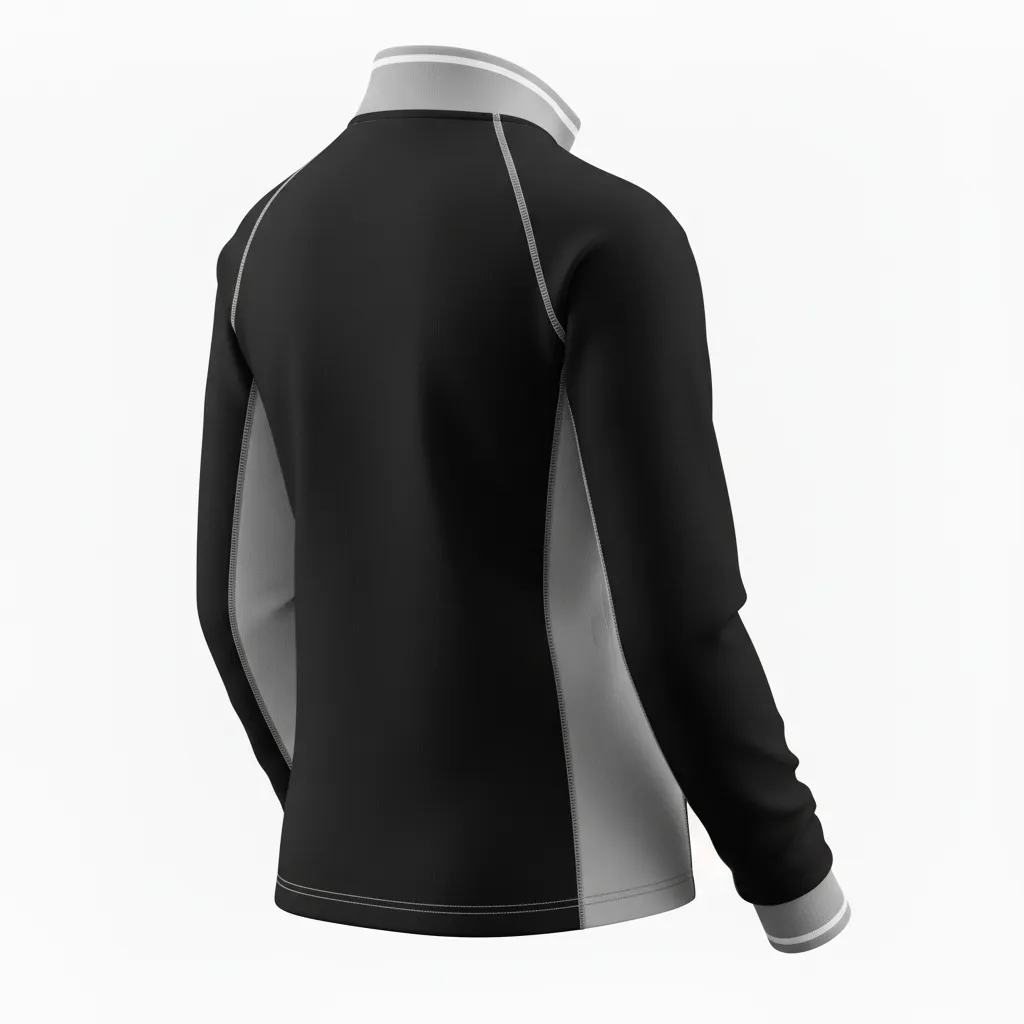 Custom Softball Quarter Zipper Pullover - Custom Design - Quarterzip Blackwhitegrey - Back View - Kinexa Sportswear