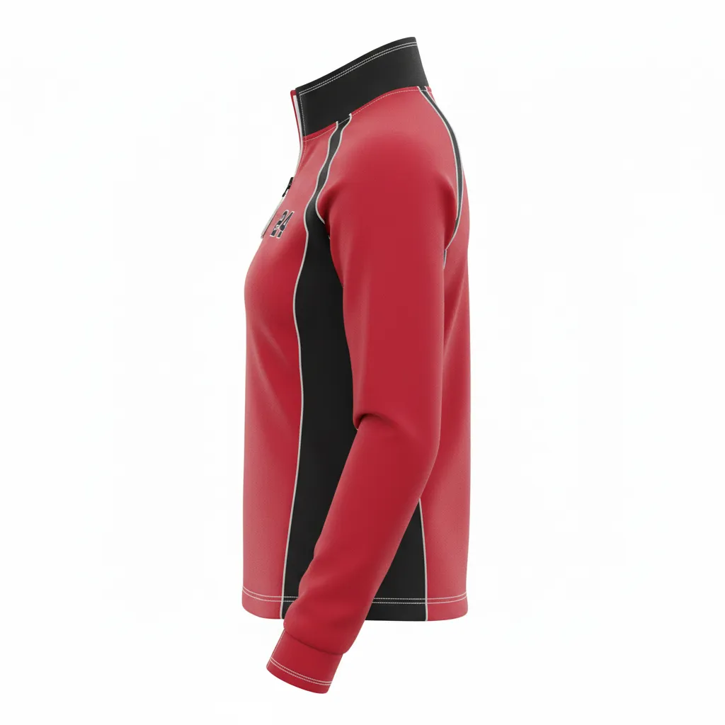 Custom Softball Quarter Zipper Pullover - Custom Design - Quarterzip Cardinalblackwhite - Side View - Kinexa Sportswear