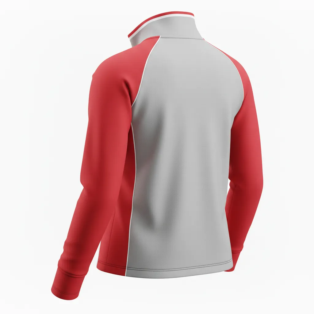 Custom Softball Quarter Zipper Pullover - Custom Design - Quarterzip Charcoalredwhite - Back View - Kinexa Sportswear