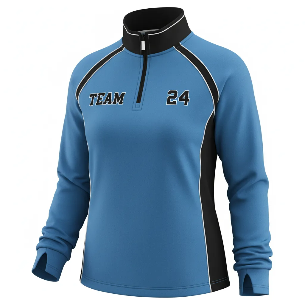 Custom Softball Quarter Zipper Pullover - Custom Design - Quarterzip Columbiablackwhite - Front View - Kinexa Sportswear