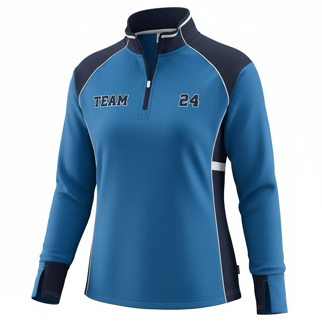 Custom Softball Quarter Zipper Pullover - Custom Design - Quarterzip Columbianavywhite - Front View - Kinexa Sportswear