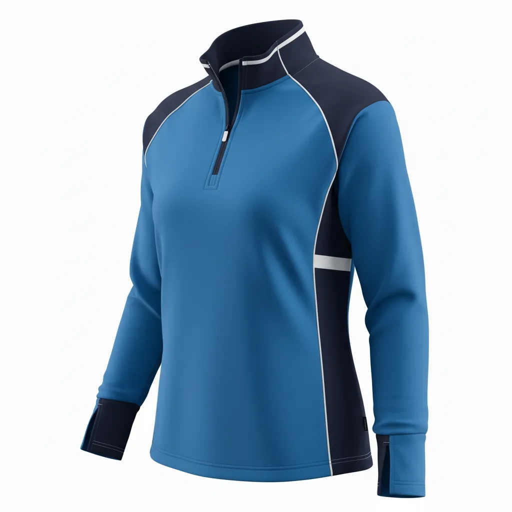 Custom Softball Quarter Zipper Pullover - Custom Design - Quarterzip Columbianavywhite - Side View - Kinexa Sportswear