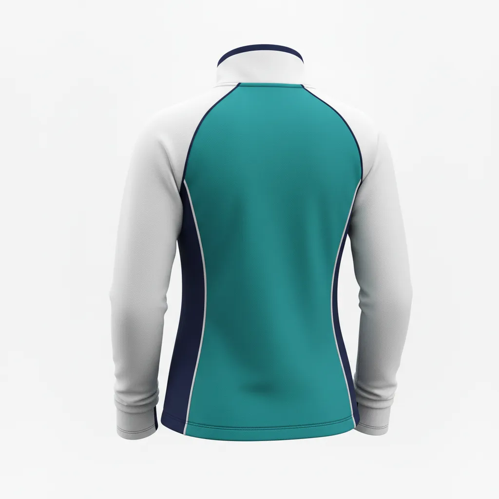 Custom Softball Quarter Zipper Pullover - Custom Design - Quarterzip Columbiawhitenavy - Back View - Kinexa Sportswear