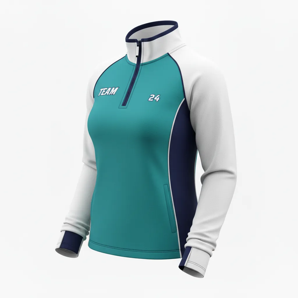 Custom Softball Quarter Zipper Pullover - Custom Design - Quarterzip Columbiawhitenavy - Front View - Kinexa Sportswear