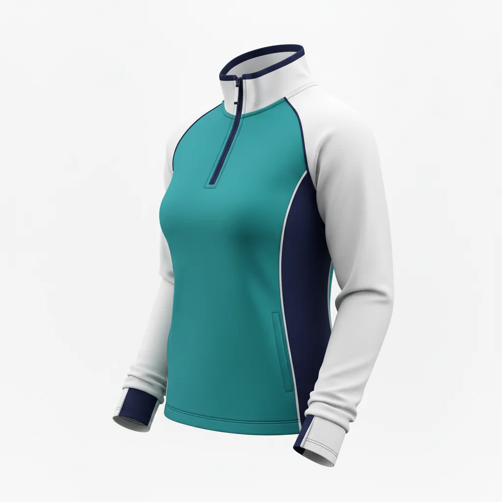 Custom Softball Quarter Zipper Pullover - Custom Design - Quarterzip Columbiawhitenavy - Side View - Kinexa Sportswear