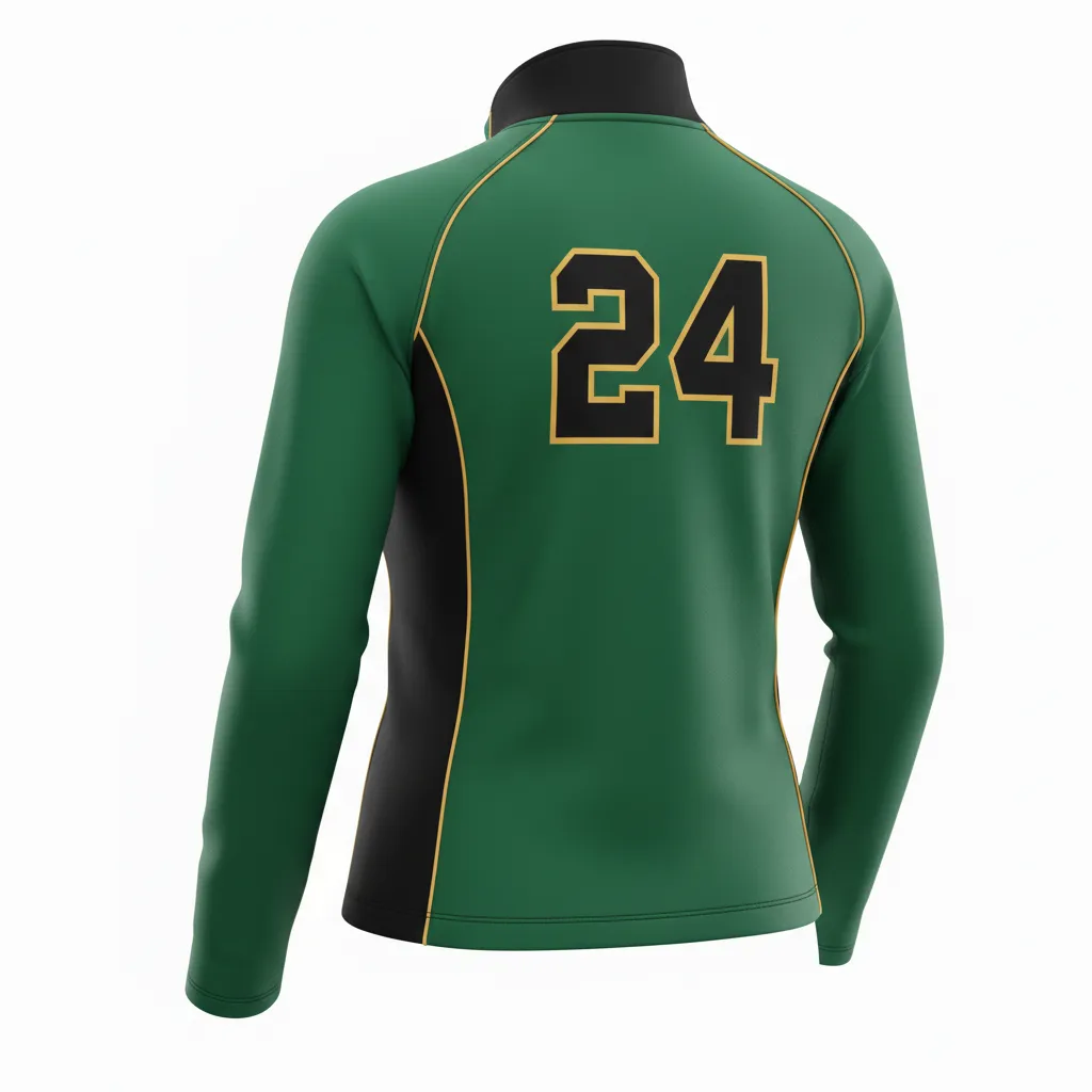 Custom Softball Quarter Zipper Pullover - Custom Design - Quarterzip Forestblackgold - Back View - Kinexa Sportswear