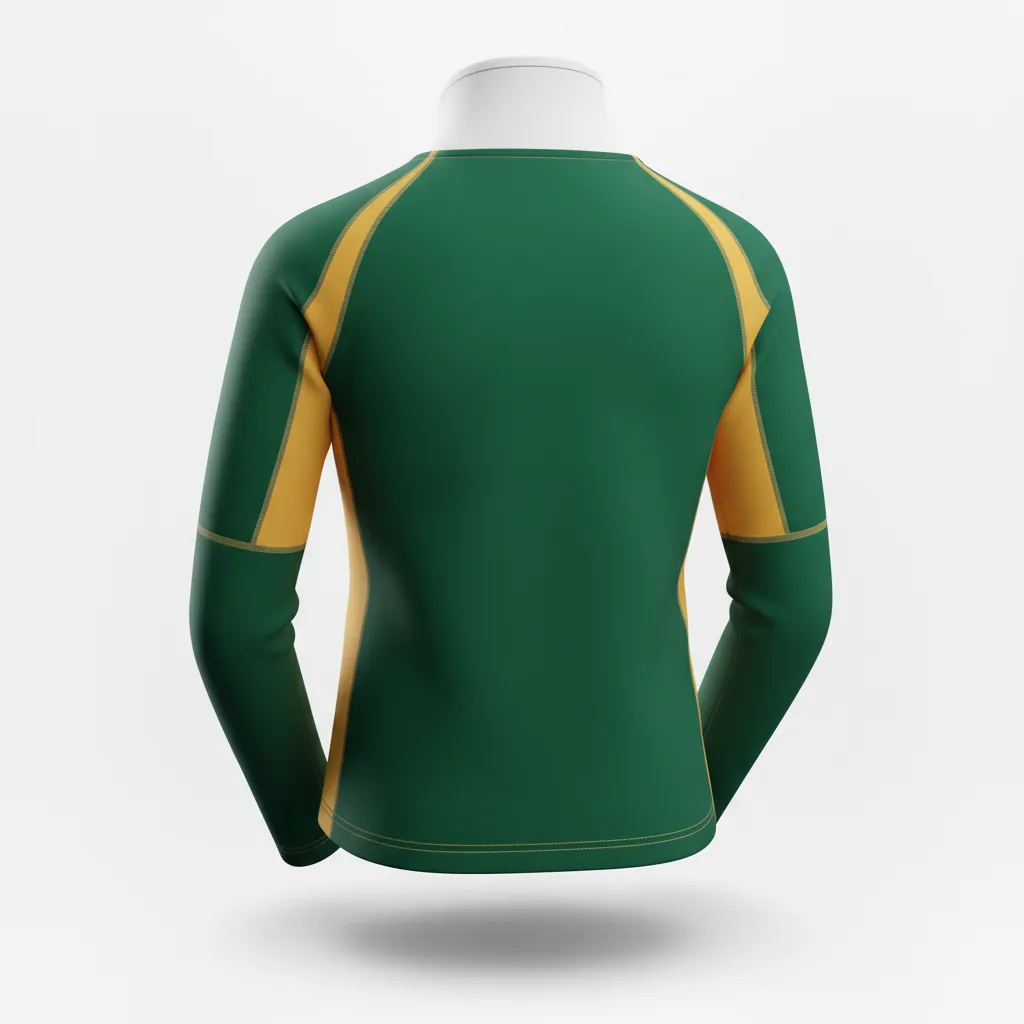 Custom Softball Quarter Zipper Pullover - Custom Design - Quarterzip Forestgoldwhite - Back View - Kinexa Sportswear