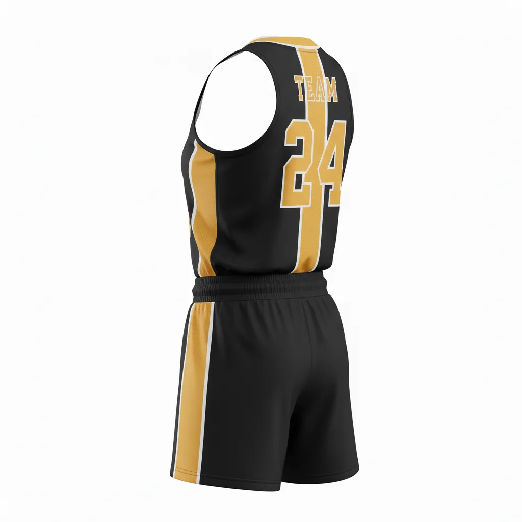 Custom Softball Racerback Softball Uniform - Custom Design - Racerbackuniform Blackgoldwhite - Back View - Kinexa Sportswear