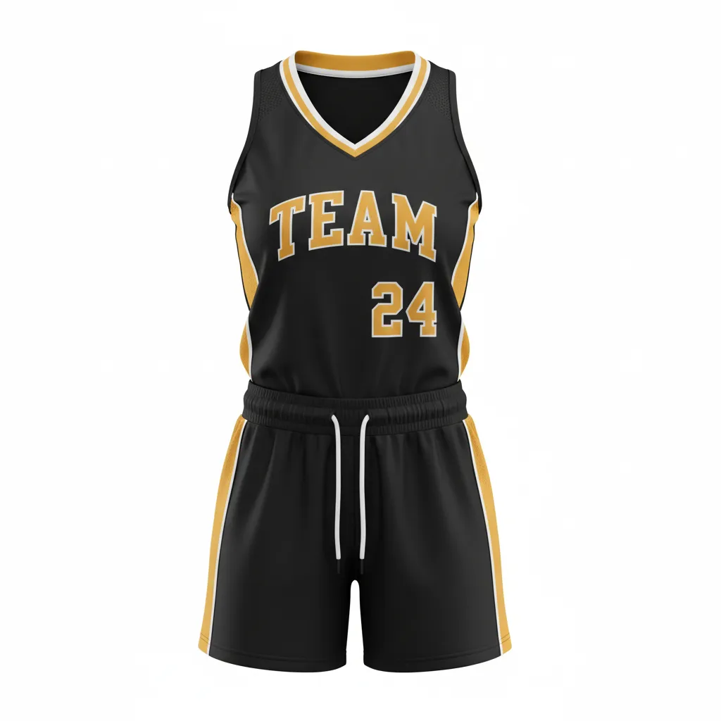Custom Softball Racerback Softball Uniform - Custom Design - Racerbackuniform Blackgoldwhite - Front View - Kinexa Sportswear