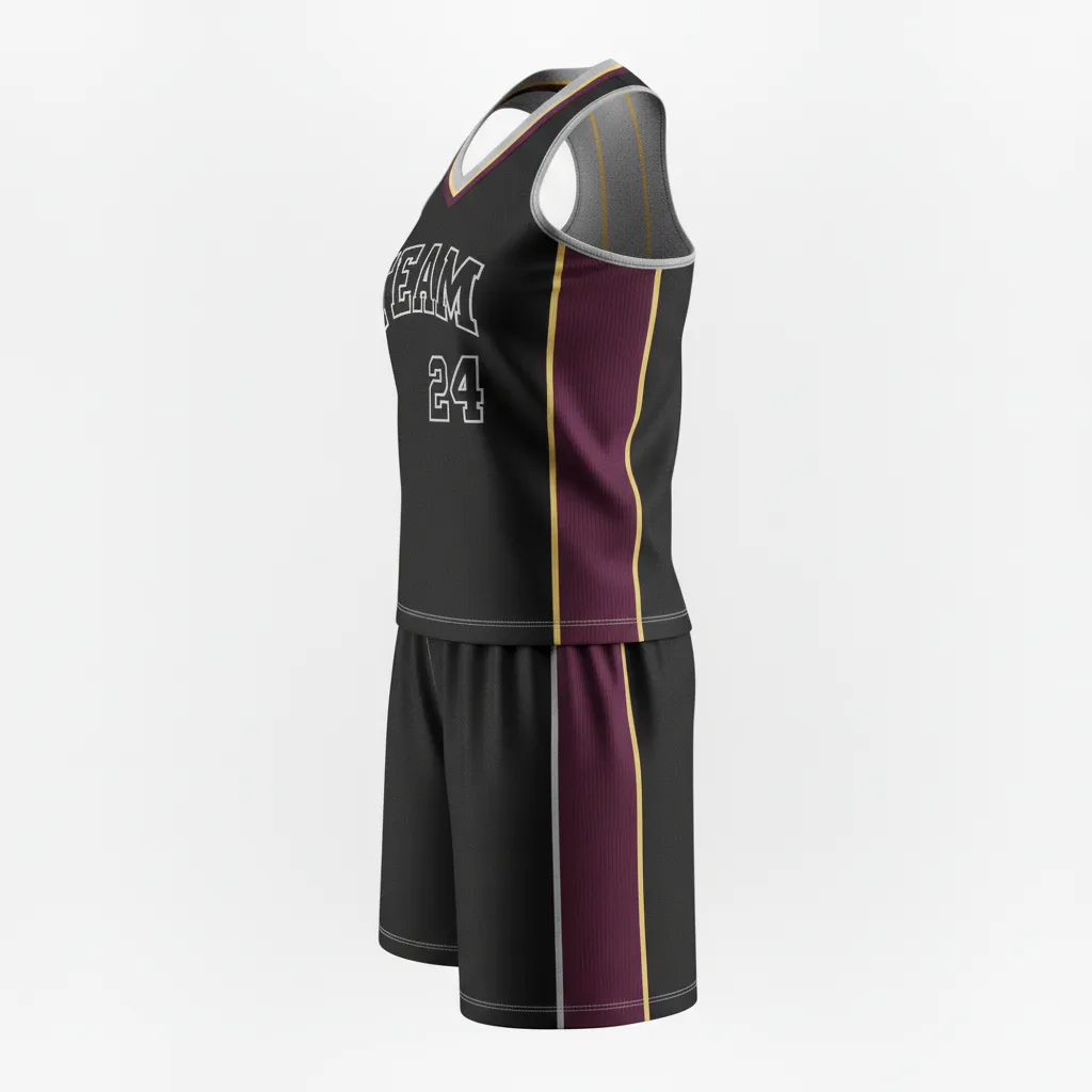 Custom Softball Racerback Softball Uniform - Custom Design - Racerbackuniform Blacksilverwhite - Side View - Kinexa Sportswear