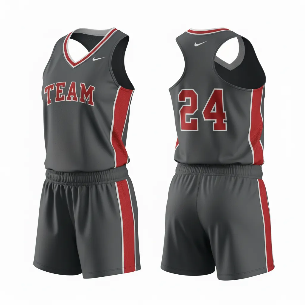 Custom Softball Racerback Softball Uniform - Custom Design - Racerbackuniform Charcoalredwhite - Back View - Kinexa Sportswear