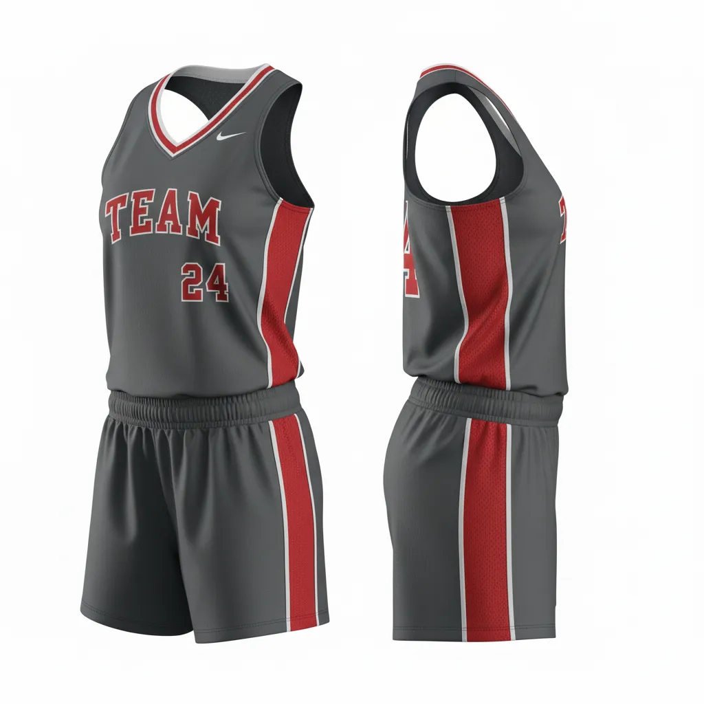 Custom Softball Racerback Softball Uniform - Custom Design - Racerbackuniform Charcoalredwhite - Side View - Kinexa Sportswear