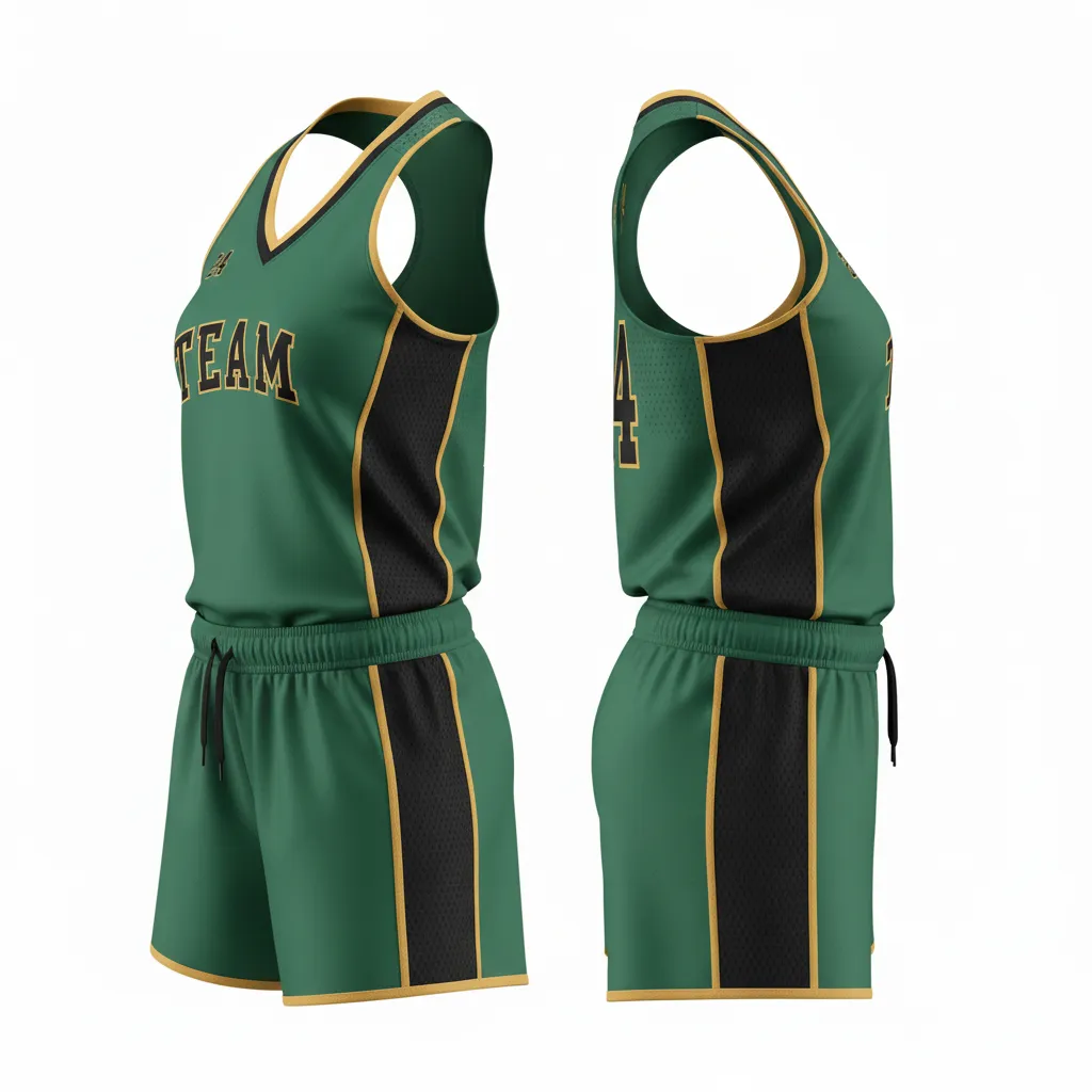 Custom Softball Racerback Softball Uniform - Custom Design - Racerbackuniform Forestblackgold - Side View - Kinexa Sportswear