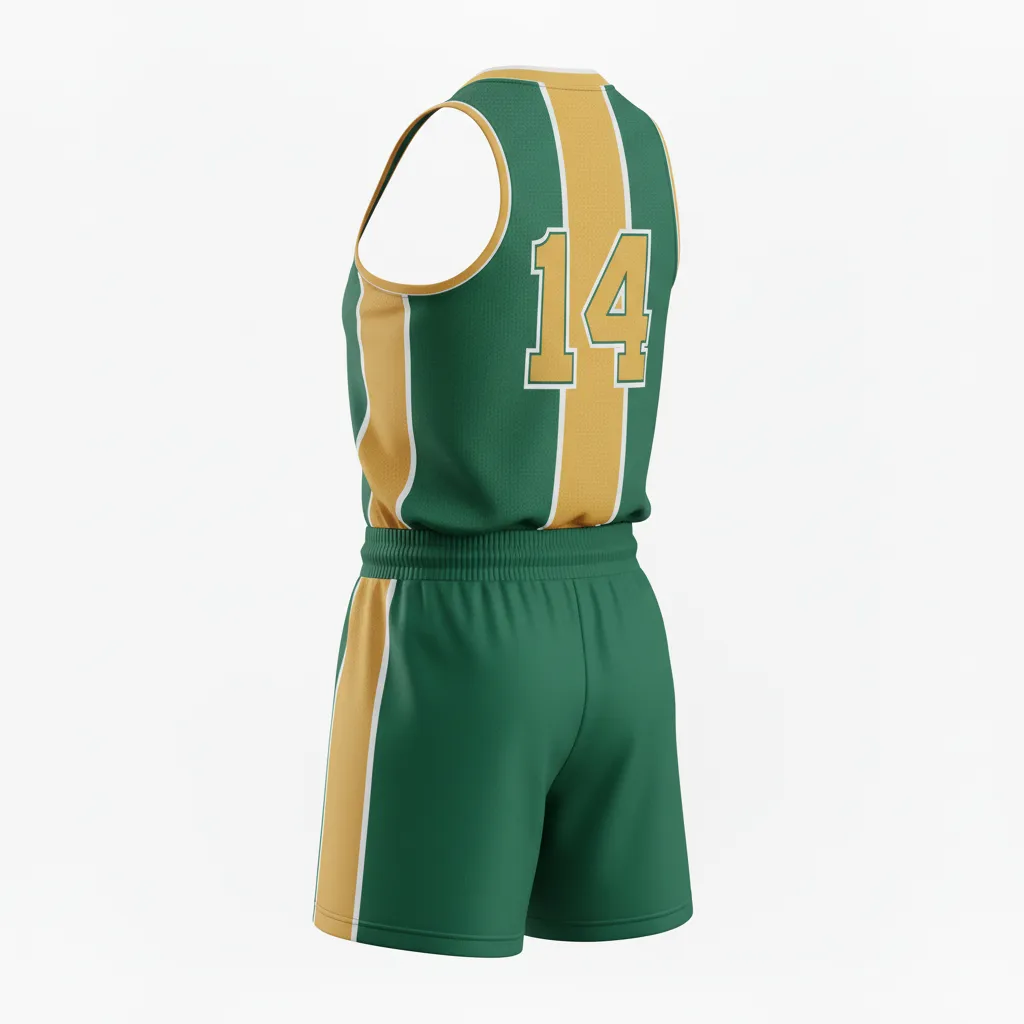 Custom Softball Racerback Softball Uniform - Custom Design - Racerbackuniform Forestgoldwhite - Back View - Kinexa Sportswear