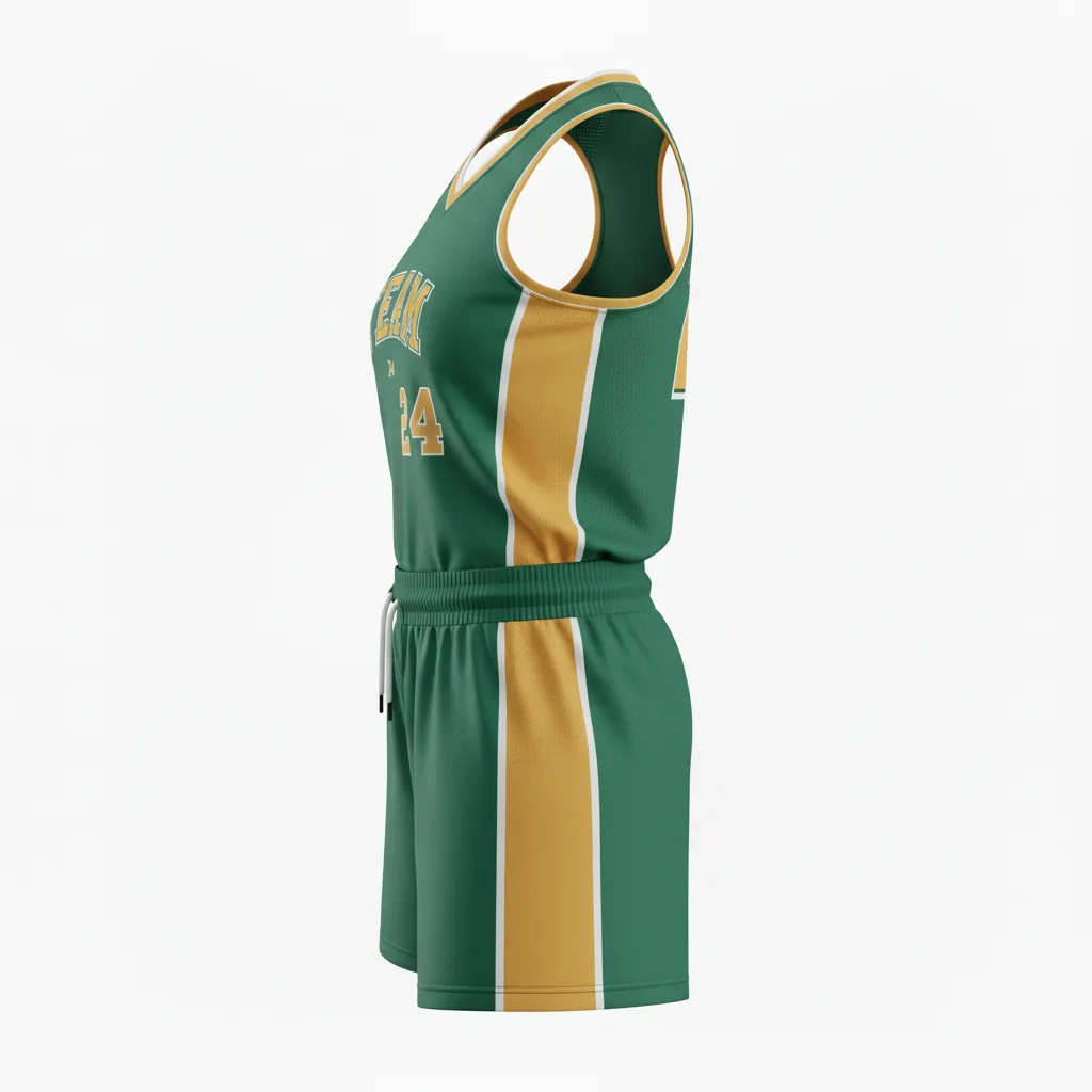 Custom Softball Racerback Softball Uniform - Custom Design - Racerbackuniform Forestgoldwhite - Side View - Kinexa Sportswear