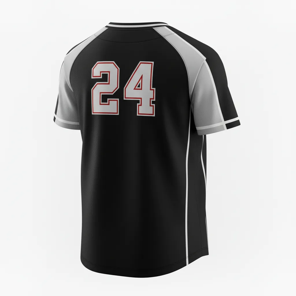 Custom Softball Round Neck Softball Jersey - Custom Design - Roundneckjersey Blacksilverwhite - Back View - Kinexa Sportswear