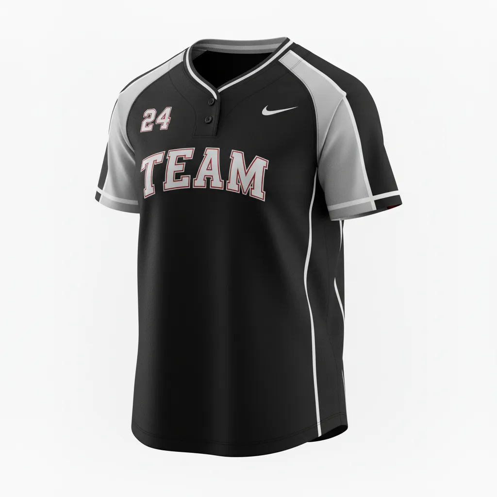 Custom Softball Round Neck Softball Jersey - Custom Design - Roundneckjersey Blacksilverwhite - Front View - Kinexa Sportswear