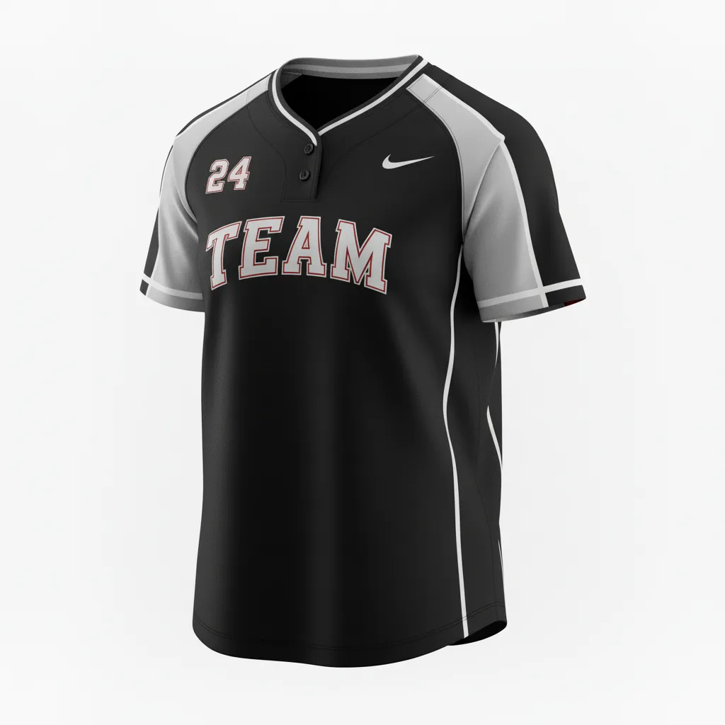 Custom Softball Round Neck Softball Jersey - Custom Design - Roundneckjersey Blacksilverwhite - Side View - Kinexa Sportswear