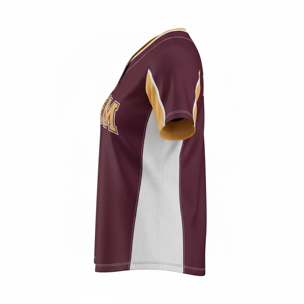 Custom Softball Round-Neck Jerseys - Side View - KINEXA