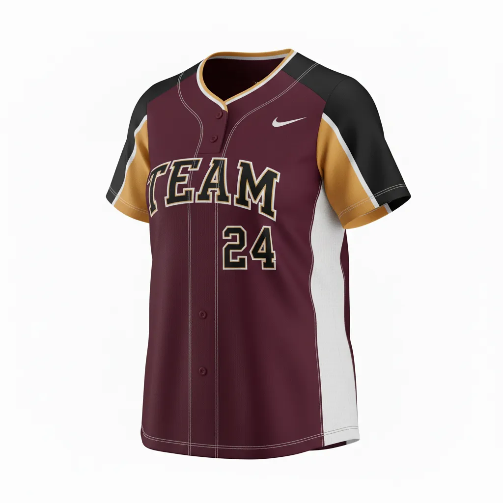 Custom Softball Round Neck Softball Jersey - Custom Design - Roundneckjersey Cardinalblackwhite - Front View - Kinexa Sportswear