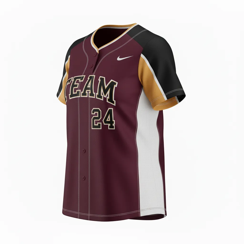 Custom Softball Round Neck Softball Jersey - Custom Design - Roundneckjersey Cardinalblackwhite - Side View - Kinexa Sportswear