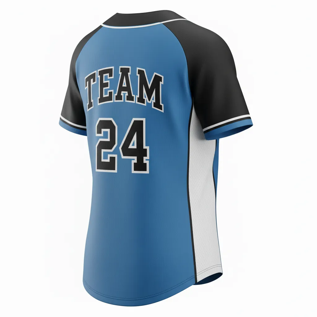 Custom Softball Round Neck Softball Jersey - Custom Design - Roundneckjersey Columbiablackwhite - Back View - Kinexa Sportswear