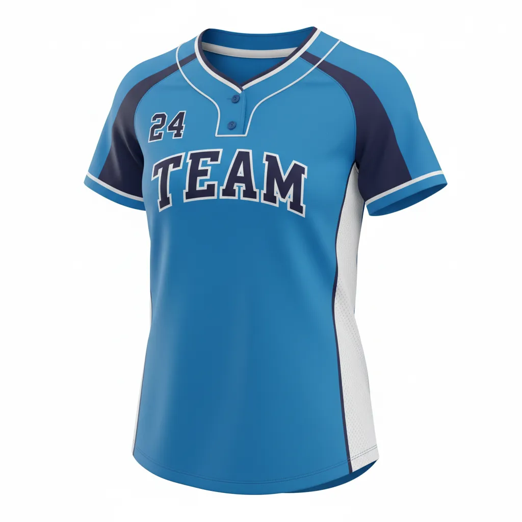 Custom Softball Round Neck Softball Jersey - Custom Design - Roundneckjersey Columbianavywhite - Front View - Kinexa Sportswear