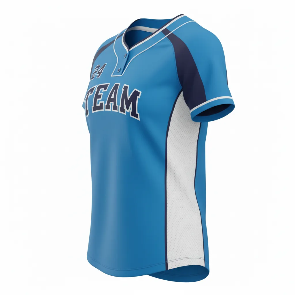 Custom Softball Round Neck Softball Jersey - Custom Design - Roundneckjersey Columbianavywhite - Side View - Kinexa Sportswear