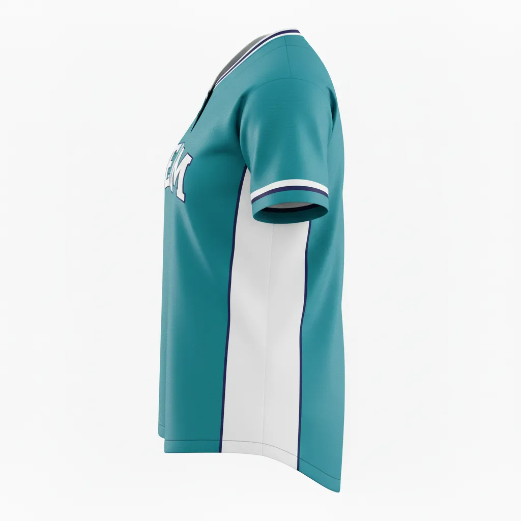 Custom Softball Round Neck Softball Jersey - Custom Design - Roundneckjersey Columbiawhitenavy - Side View - Kinexa Sportswear