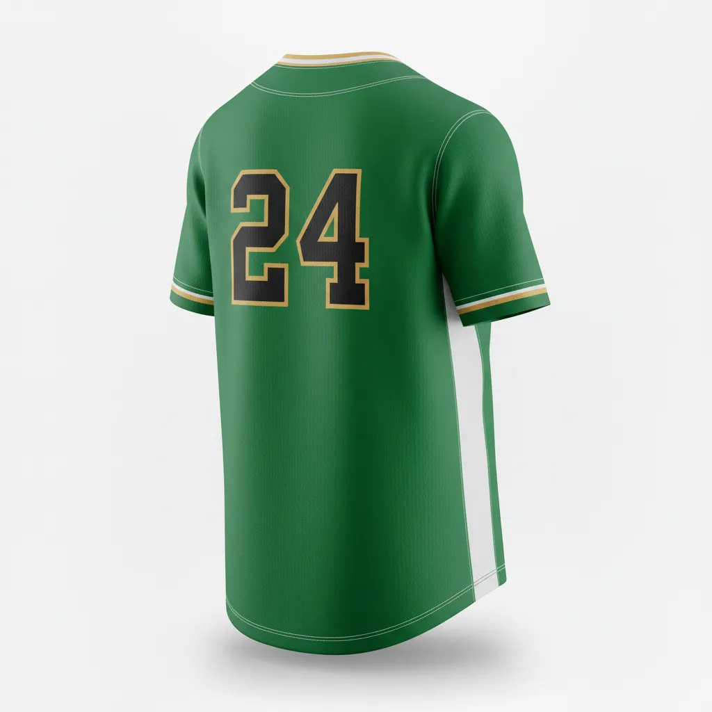 Custom Softball Round Neck Softball Jersey - Custom Design - Roundneckjersey Forestblackgold - Back View - Kinexa Sportswear