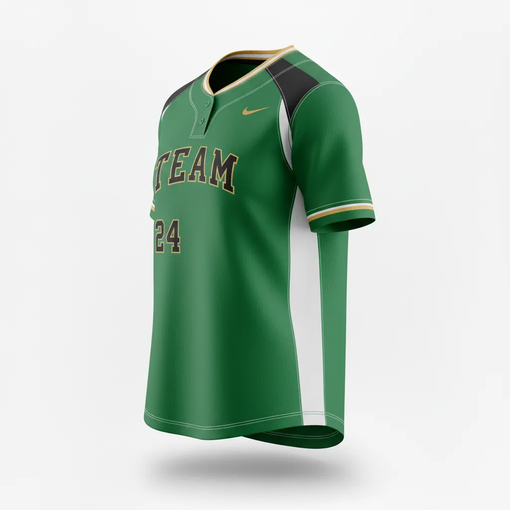 Custom Softball Round Neck Softball Jersey - Custom Design - Roundneckjersey Forestblackgold - Side View - Kinexa Sportswear