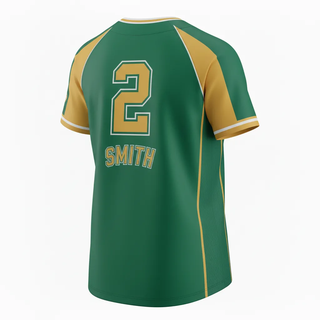 Custom Softball Round Neck Softball Jersey - Custom Design - Roundneckjersey Forestgoldwhite - Back View - Kinexa Sportswear