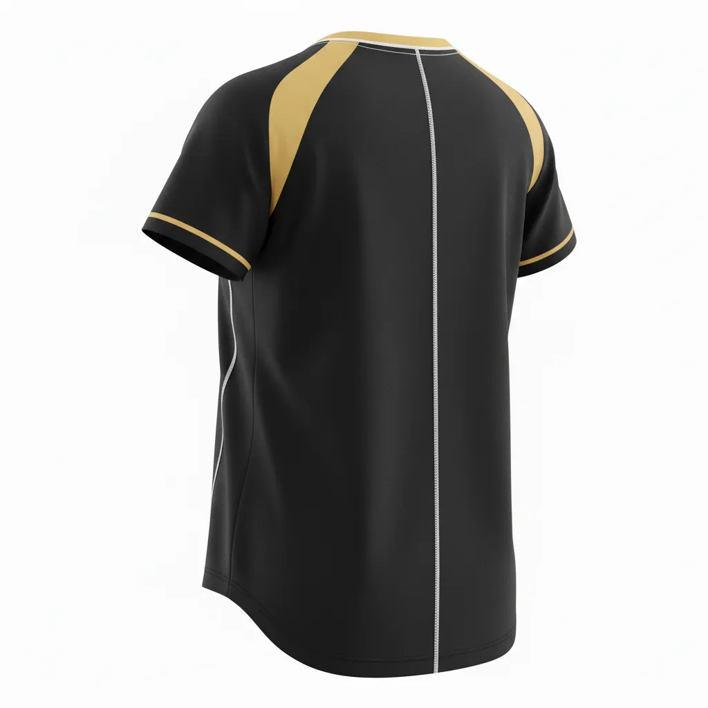 Custom Softball Short Sleeve T Shirt - Custom Design - Trainingtee Blackgoldwhite - Back View - Kinexa Sportswear