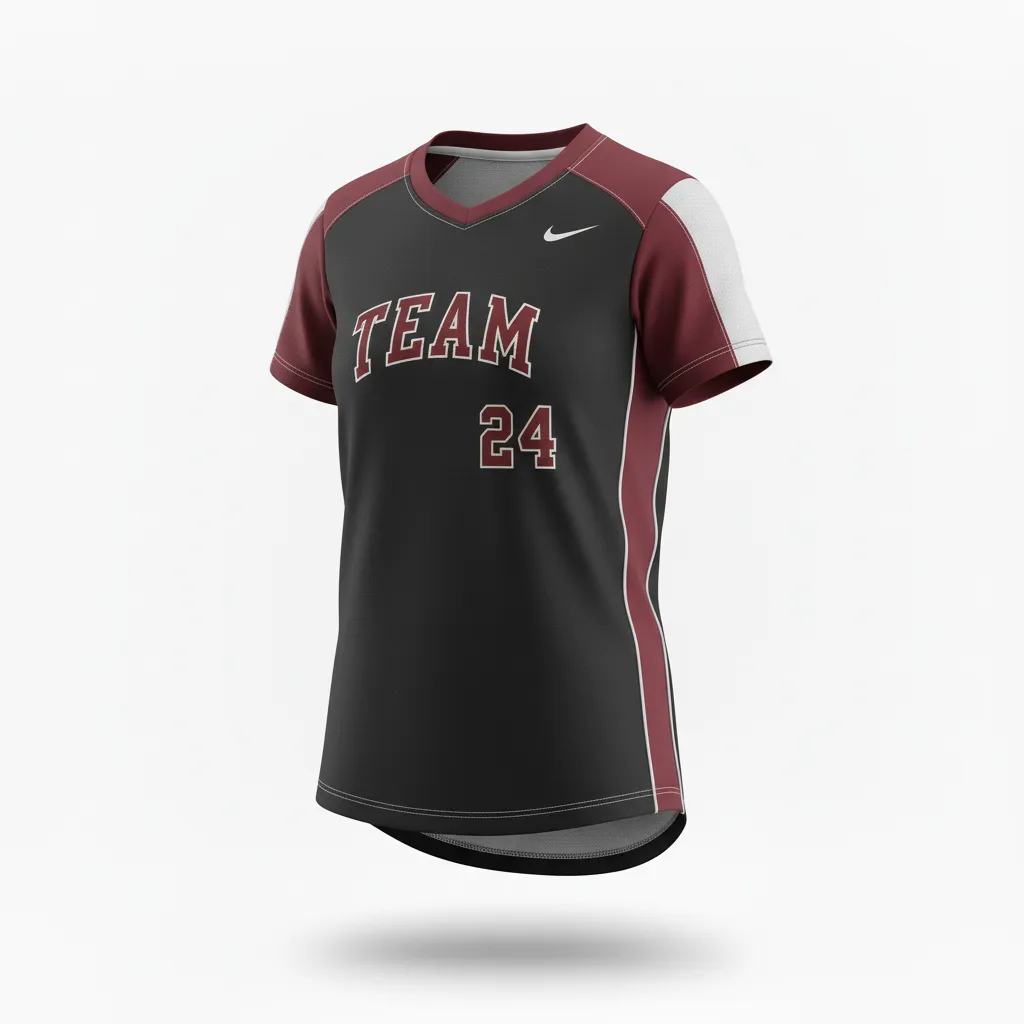 Custom Softball Short Sleeve T Shirt - Custom Design - Trainingtee Blackredwhite - Front View - Kinexa Sportswear